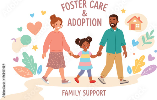 Family walking hand in hand together.