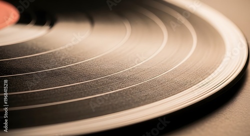Vinyl record grooves close up capturing analog music details and vintage audio technology.