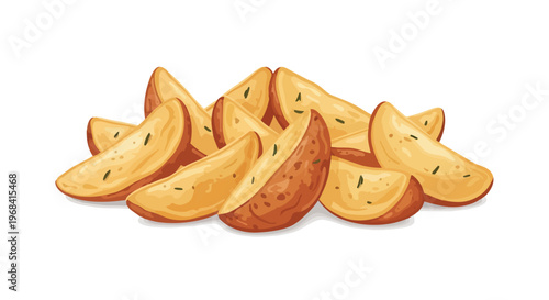 Crispy potato wedges, seasoned with herbs, presented as a delightful appetizer or side dish