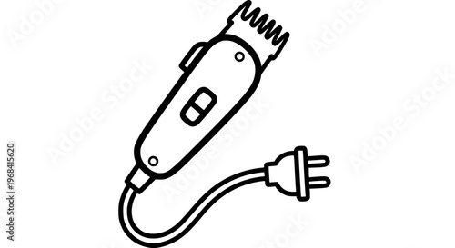 Electric Hair Clipper Vector Illustration Graphic Design with Power Cord and Plug for Barbershop Haircut and Styling Tools Concept Icon Set