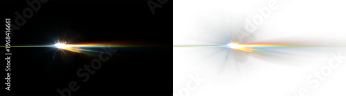 Canvas Print Bright light burst on a transparent background with colorful rays expanding in a