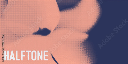 Flower noisy grainy haftone texture overlay. Transparent flower silhouette. Ethereal blurry flower. Macro natural backdrop