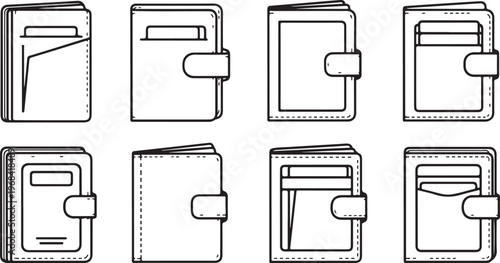 Eight different styles of modern outdoor patio doors with handles Vector