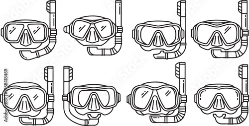 Canvas Print Line drawing of various types of knots and their configurations Vector