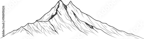 Mount Manaslu Precise Line Art Vector, Minimal Himalayan Peak Contour Illustration Nepal