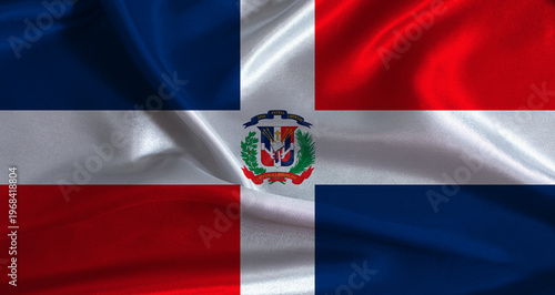 Free Download Dominican Republic flag with cloth textured background. National flag of Dominican Republic with realistic texture - GFXLoad