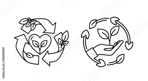 Recycling and environmental care concepts illustrated with a delicate silhouette