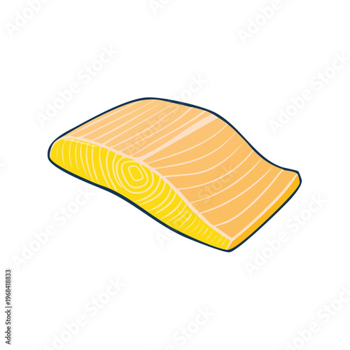 Fresh salmon fillet with distinctive marbling and bright orange flesh isolated