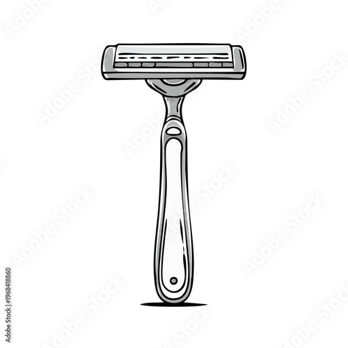 Stylized Hand Drawn Illustration of a Modern Razor for Shaving Personal Care Hygiene