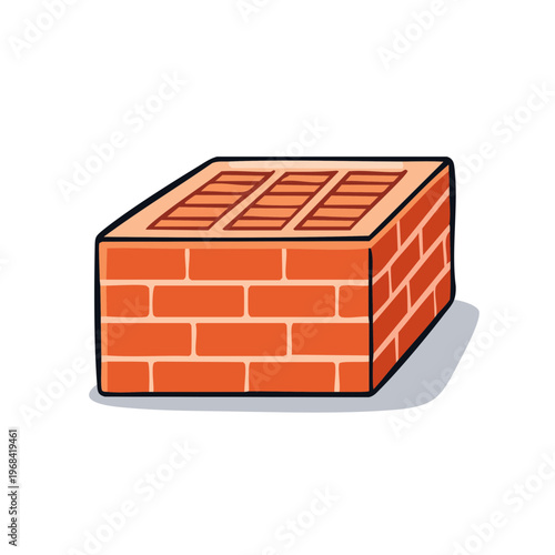 Illustration of a single orange brick with a textured surface and grout lines