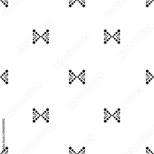 Minimal geometric seamless pattern with repeating motif in bold blue and white tones. Clean modern background ideal for textile, fabric, wallpaper, and surface design.