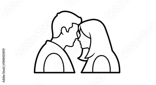 Couple embracing in a tender moment depicted as a striking silhouette