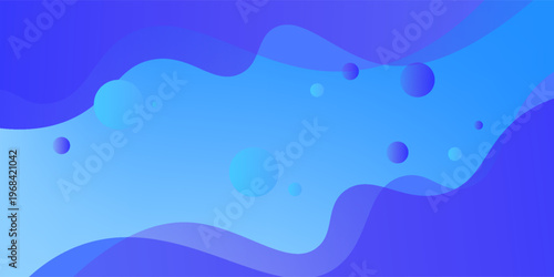 Ocean blue abstract background with wavy gradient style