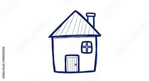 Hand Drawn House Icon with Simple Home Outline Sketch Illustration Isolated on White Background