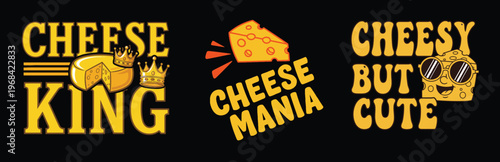 Cheese logos and branding designs on a black background tshirt design
