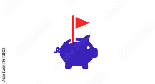 Blue Piggy Bank with Flag.