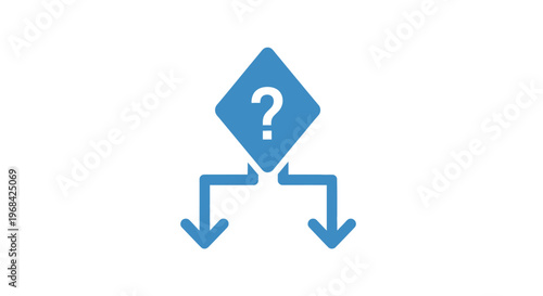 Blue question mark decision symbol.