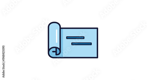 Blue Rolled Up Document Icon.
