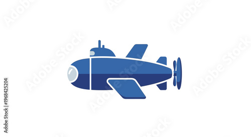 Blue submarine with white accents.