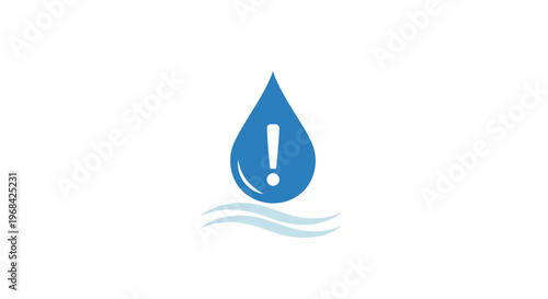 Blue Water Droplet Warning Sign Icon.
