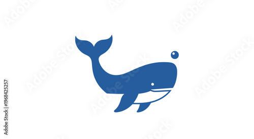 Blue Whale Swimming Ocean Animal.