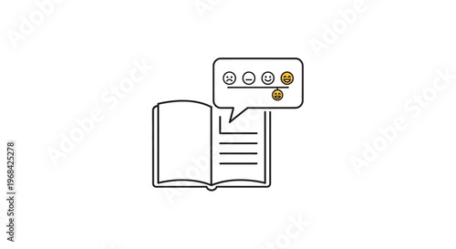 Book with social media icons.