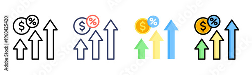 Roi icon set multiple style collection