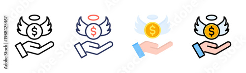 Angel Investor icon set multiple style collection
