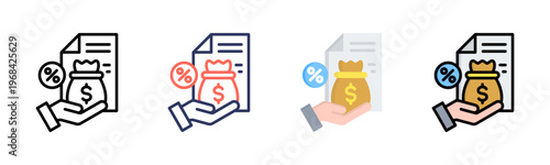 Business Loan icon set multiple style collection