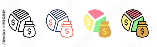 Profitability icon set multiple style collection