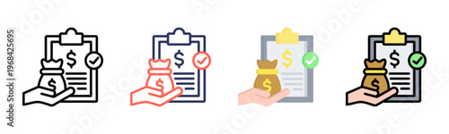 Funding Request icon set multiple style collection