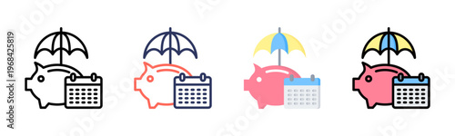 Retirement Fund icon set multiple style collection