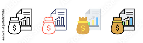 Revenue Growth icon set multiple style collection