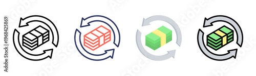 Cash Flow icon set multiple style collection