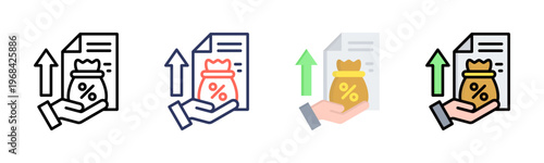 Dividend icon set multiple style collection