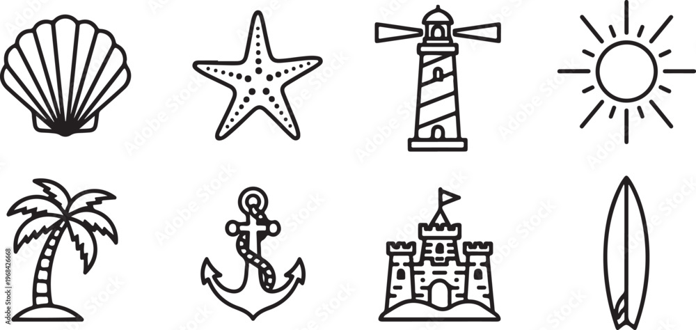 Fototapeta premium Various objects and symbols on a light background Vector