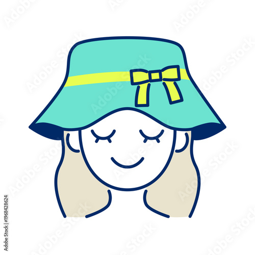 帽子をかぶった女性の紫外線対策アイコン（日焼け防止）