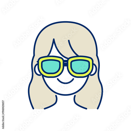 UVカットサングラスの女性アイコン（紫外線対策）