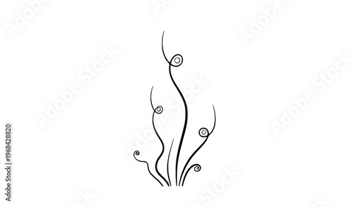 Minimal smoke wisps from bottom vector black silhouette with soft flowing vapor abstract white background design