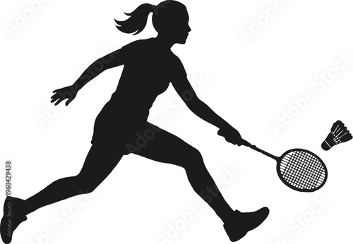 Silhouette of Woman Playing Badminton 