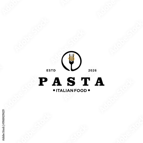 Simple style pasta modern food logo vector design.