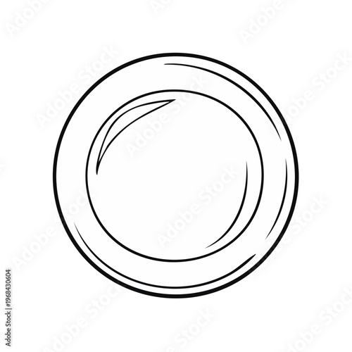Simple Outline of a Round Empty Plate or Dish with Subtle Curves