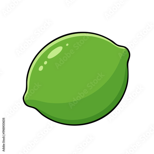 Bright Green Lime Fruit Icon Cartoon Style Simple Graphic Isolated