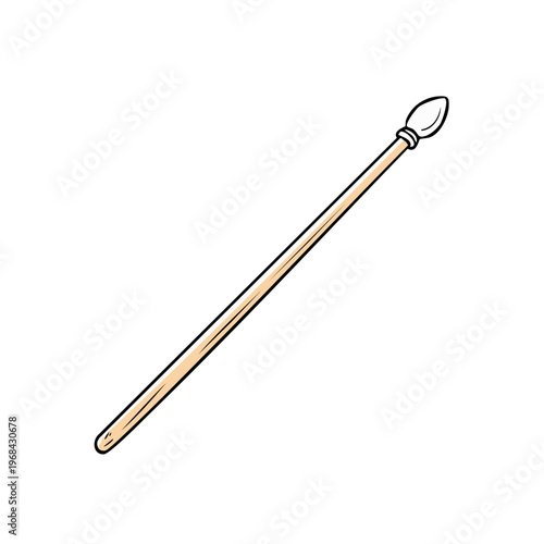 Simple Hand-Drawn Illustration of a Wooden Spear with a Pointed Tip