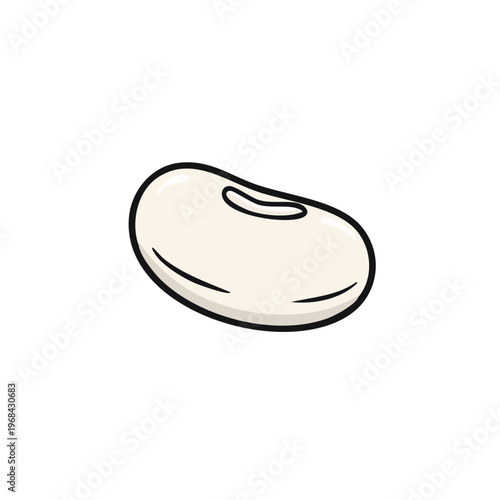Simple white bean cartoon illustration isolated on a white background