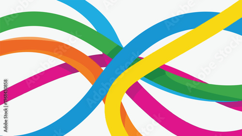 Abstract design with overlapping colorful curved stripes