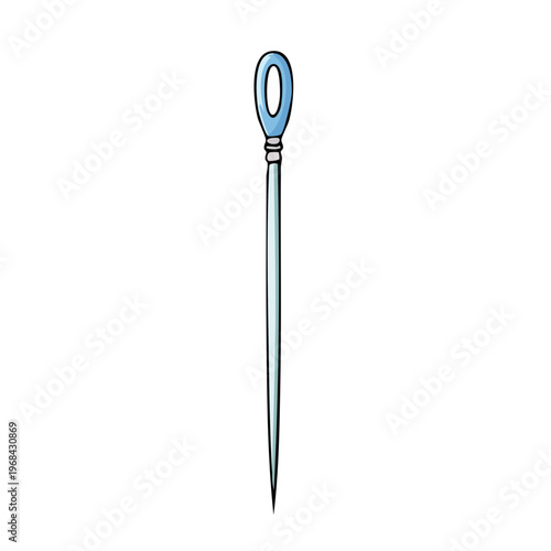 Sewing needle with an oval eye for threading thread for fabric crafts