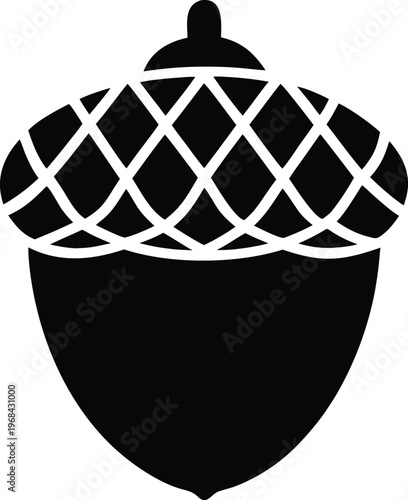 Acorn nut forest autumn nature plant glyph vector icon
