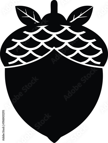 Acorn with leaves autumn nature season flat vector icon