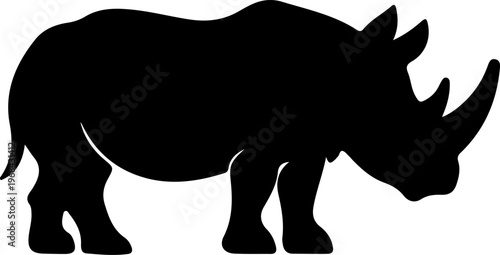 Rhino Silhouette: A striking silhouette of a rhinoceros, its powerful form rendered in bold lines, embodying strength and resilience.